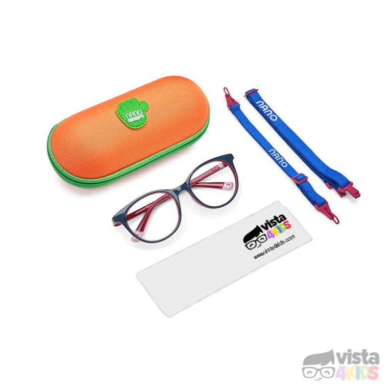 Lentes-marca-Nano-Glitch-Talla-50-para-niños-de-14-a-16-años Armazones Nano Glitch Talla 50 para niños de 11 a 13 años color azul marino con vino - Imagen 5