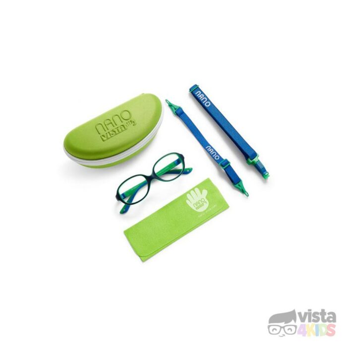 Armazon-nano-con-estuche-para-niños Armazón Nano Clipping Talla 46 para niños de 6 - 7 años Azul Mate con Verde Cristal - Imagen 5